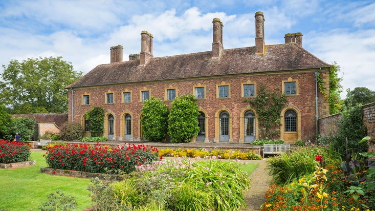 Strode House, built in 1674, seen from the Lily Garden at Barrington Court, Somerset